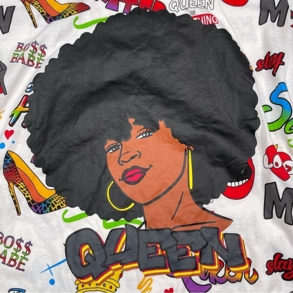 On Fire Tee Tshirt Queen Educated Empowerment Boss Bling Street Long Sleeve New - Picture 2 of 11